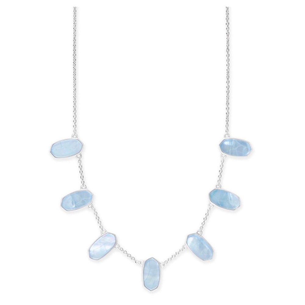 New Kendra Scott Meadow Silver -Sky Blue Necklace